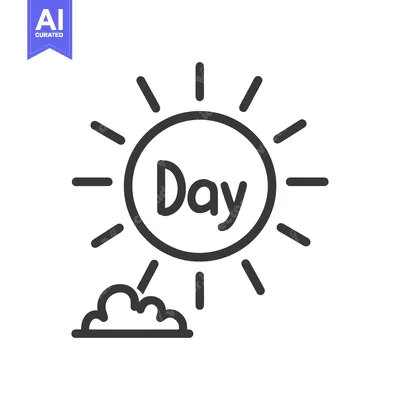 Aset premium populer: The day depiction shows the sun with a cloud illustration nearby