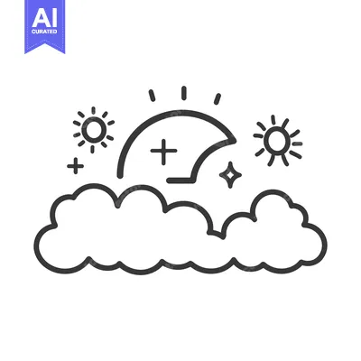 Popular premium asset: A simple monochrome illustration showing weather conditions and celest