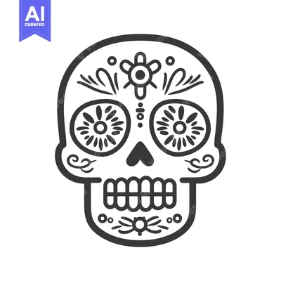 Popular premium asset: An artistic drawing of a decorated human skull illustration