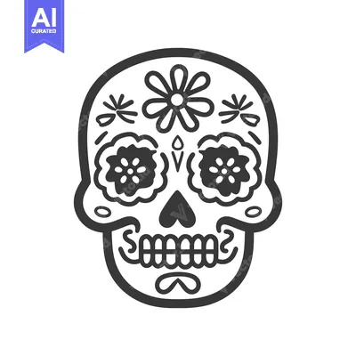 Premium design asset: A Decorative Sugar Skull Featuring Floral Embellishments And Details