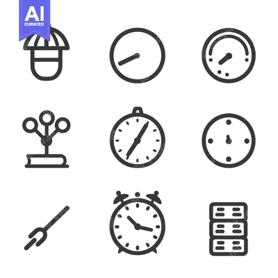 Aset premium populer: Collection of various simple line art icons on a surface