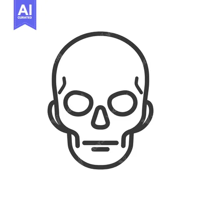 Aset premium populer: A simple and stylized monochrome depiction of a human skull