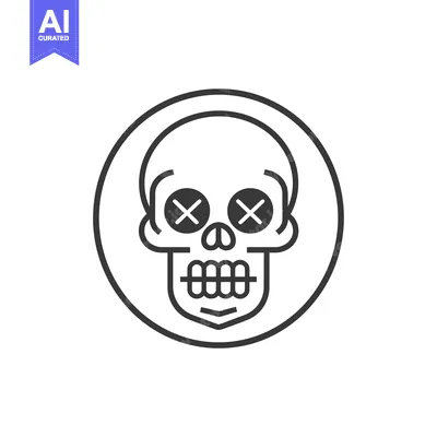 Premium design asset: A simple skull emblem depicted inside a circular border