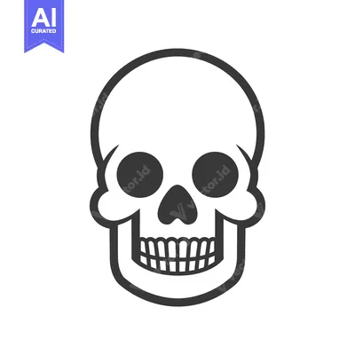 Aset desain premium: A simple detailed illustration of a human skull outline