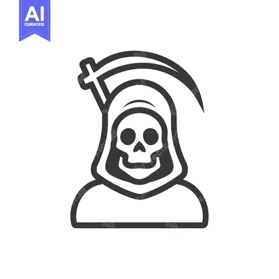 Aset desain premium: A Grim Reaper Depicted Wearing A Hood And Holding A Scythe