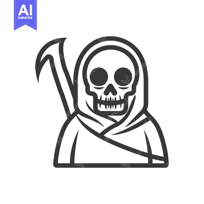 Premium design asset: A Grim Reaper illustration featuring a skull and a scythe