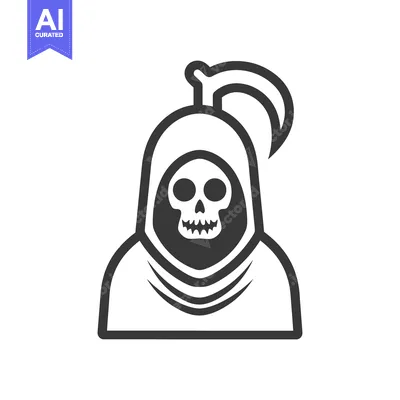 Premium design asset: A Grim Reaper Character Wearing a Hood and Holding a Scythe