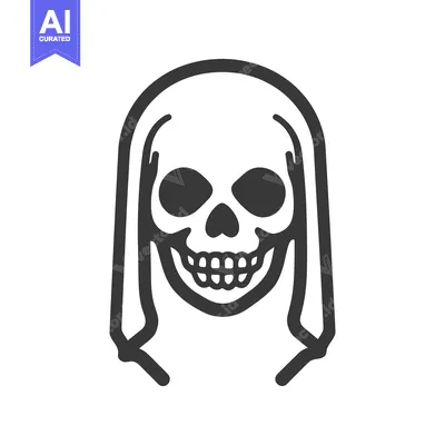 Premium design asset: A Grim Reaper Style Figure Smiling With Skull Appearance