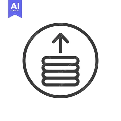 Aset desain premium: Stacked Data Upload Icon: Minimalist Design with Arrow in Circle