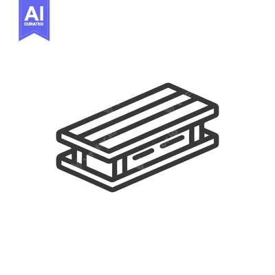 Minimalist Line Art: Isometric Wooden Sled Icon on White Background