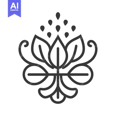 Aset premium populer: A symmetrical floral design using natural leaf and droplet shapes