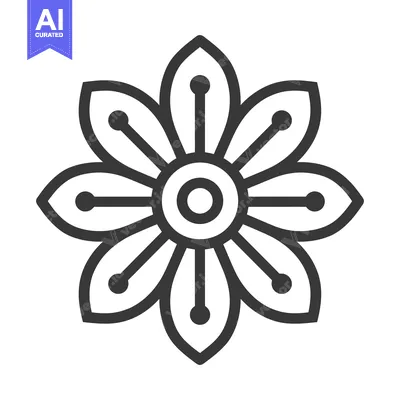 Premium design asset: A simple stylized floral emblem depicted in a graphic illustration