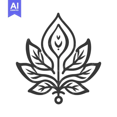 Aset premium populer: Detailed black and white illustration of a stylized leaf design