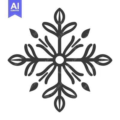 Aset desain premium: A symmetrical botanical design resembling a stylized snowflake shape