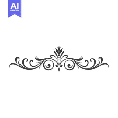 Aset desain premium: Decorative Floral Design with Swirls and a Central Bud