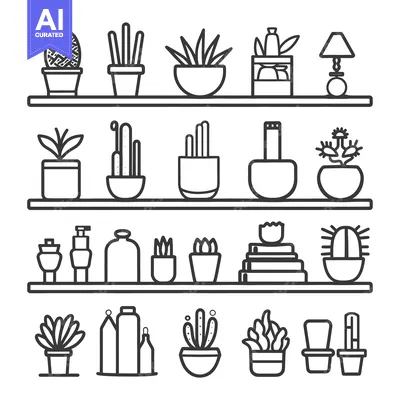 Popular premium asset: A collection of potted plants and decorative objects on shelves