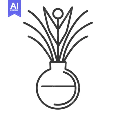 Premium design asset: Simple vector illustration of a plant inside a round vase