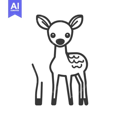 Popular premium asset: A simple line drawing illustration of a young deer standing