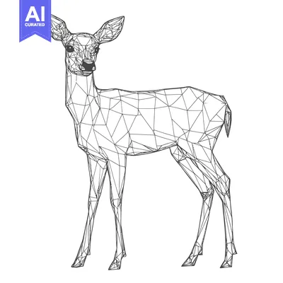 Aset premium populer: A standing deer created with geometric shapes on white background