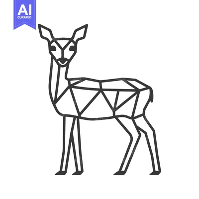 Aset premium populer: Geometric line art illustration of a standing deer animal