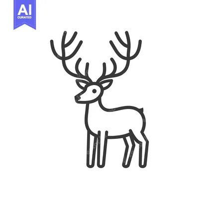 Aset desain premium: A stylized monochrome illustration of a deer animal standing proudly