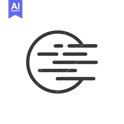Aset desain premium: Abstract Circular Icon with Horizontal Lines, Minimalist Design, Black