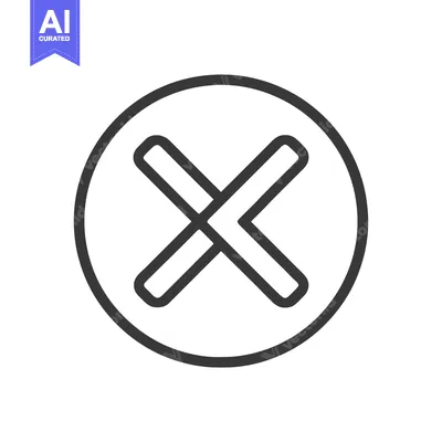 Simple Black Line Art: Cross Mark in Circle