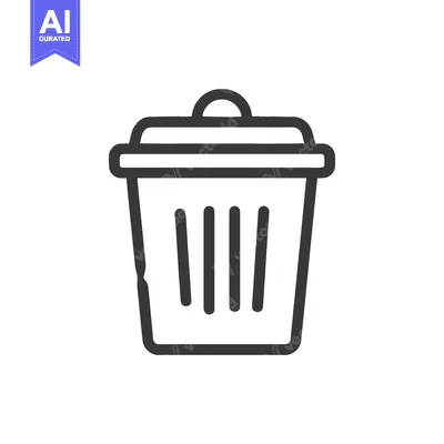 Aset desain premium: Minimalist Trash Can Icon: Clean Line Art on White Background