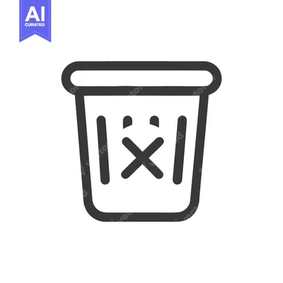 Aset desain premium: Minimalist Delete Icon: Bold Outline of Trash Can Symbol on White Back