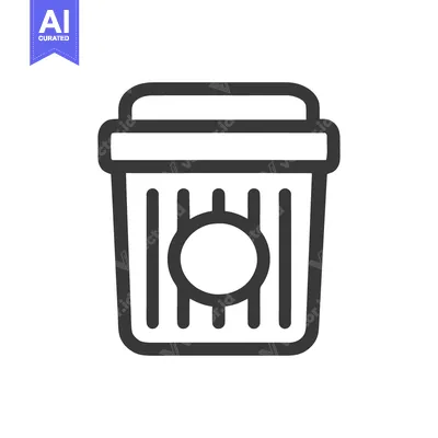 Aset desain premium: Minimalist Trash Can Icon with Circular Detail, Clean Design