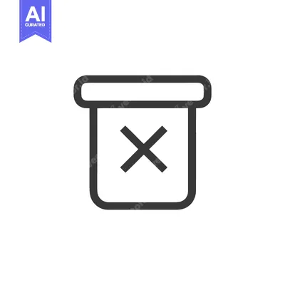 Aset premium populer: Delete Icon: Simple Outline of Trash Can with Cross Mark