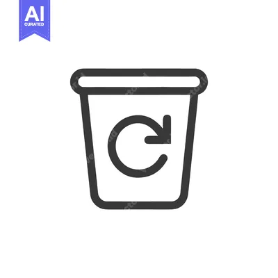 Aset desain premium: Recycle Bin Icon with Circular Arrow, Simple Line Art Symbol