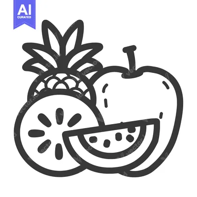 Aset premium populer: A simplistic illustration of three different types of fruits