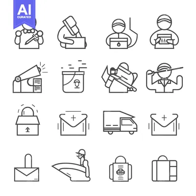 Aset desain premium: Delivery and Courier Service Icons Set