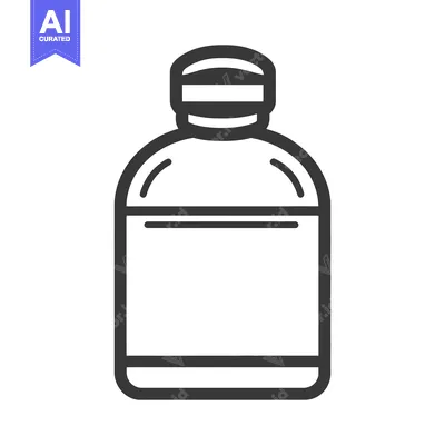 Aset desain premium: A simple black and white illustration of a medicine bottle