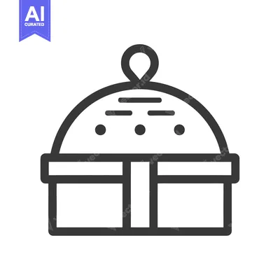 Aset desain premium: A stylized illustration of a food container or a gift