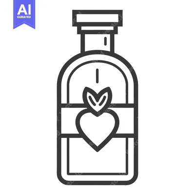 Premium design asset: A single bottle design with a heart and leaf symbol