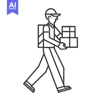 Aset desain premium: Delivery Person Carrying Packages Walking