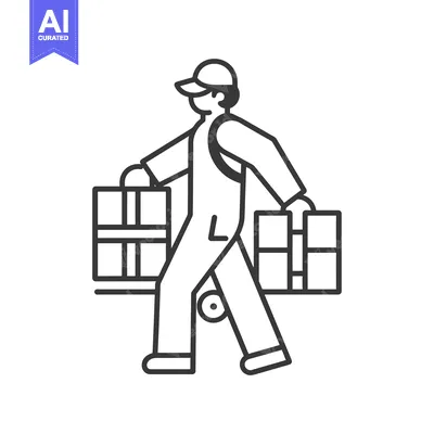 Aset premium populer: Delivery Person Carrying Two Boxes With Wheels