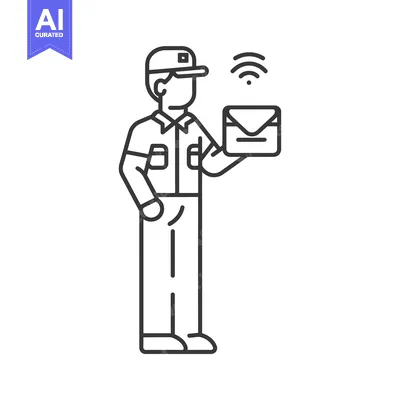 Popular premium asset: Delivery person holding a package with a wifi symbol above it