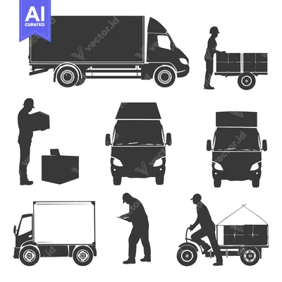 Premium design asset: Delivery Service with Trucks, Workers, and Cargo