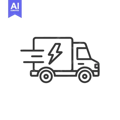 Popular premium asset: Electric Delivery Truck Icon: Modern Line Art Symbolizing Fast, Eco-Fr