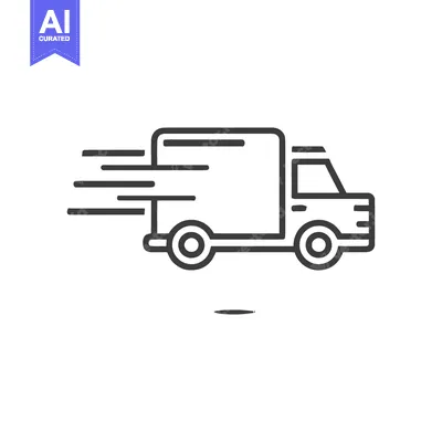 Aset premium populer: Fast Delivery Truck Outline Icon with Motion Lines on White Background