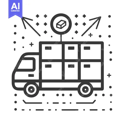 Aset desain premium: Delivery Truck with Boxes and Arrows for Shipping Concept