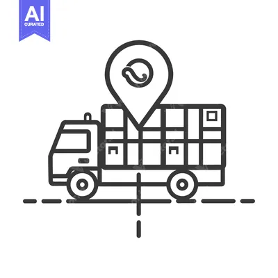 Aset premium populer: Delivery truck with location pin and symbol
