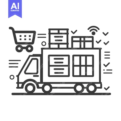 Aset premium populer: Delivery Truck with Packages and Shopping Cart Icon