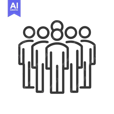 Aset premium populer: Group of People Icon: Minimalist Line Art Representation of Teamwork a