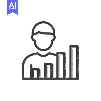 Man and Rising Bar Graph Icon with Grunge Texture, Business Analytics