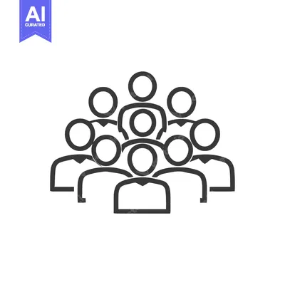 Aset premium populer: Group of People Icon: Minimalist Crowd Illustration on White Backgroun