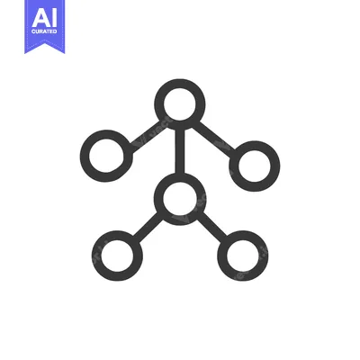 Aset premium populer: Hierarchical Network Icon: Connected Nodes and Branches on White Backg